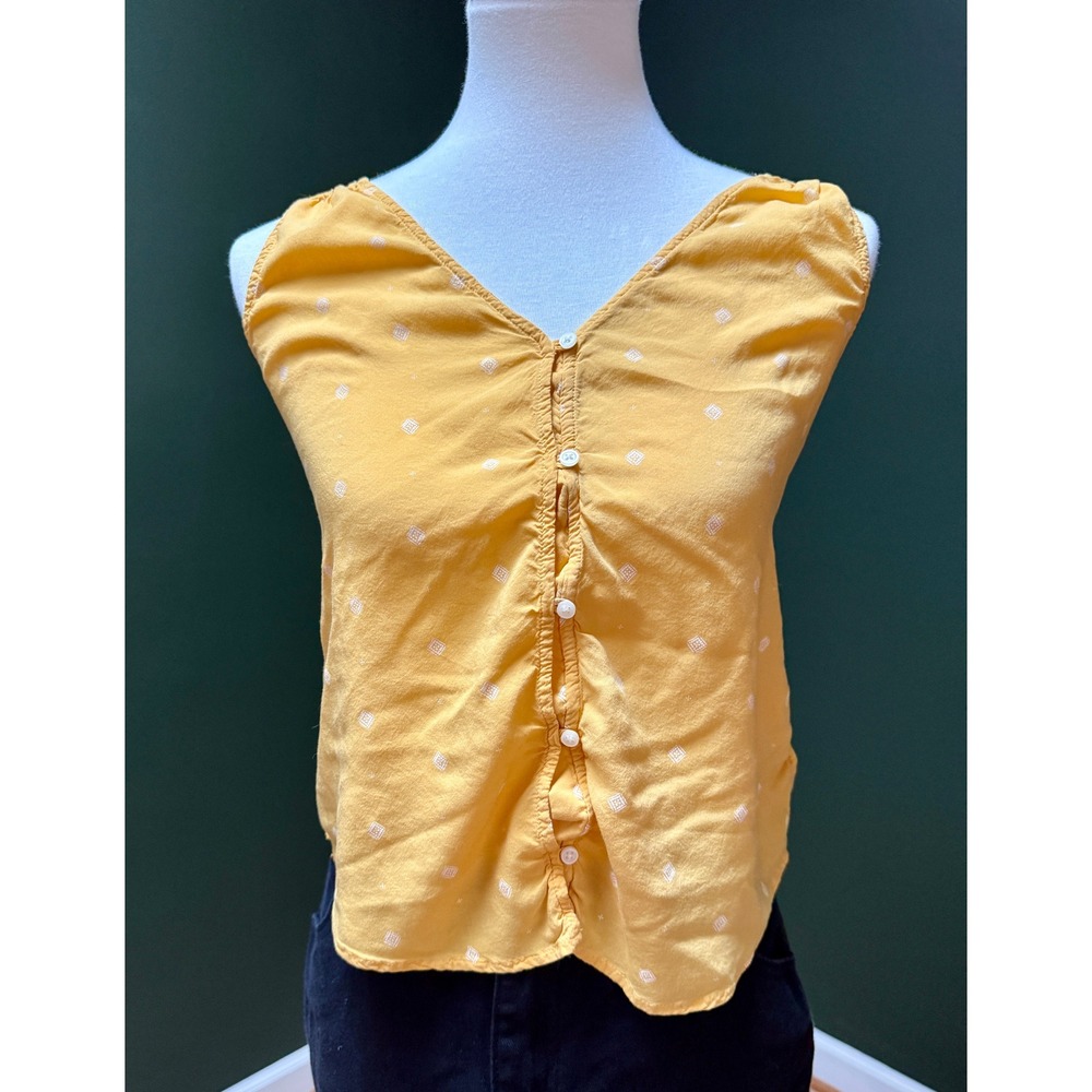 Gap‎ Sleeveless Button Down Yellow V-Neck Blouse Women's XS